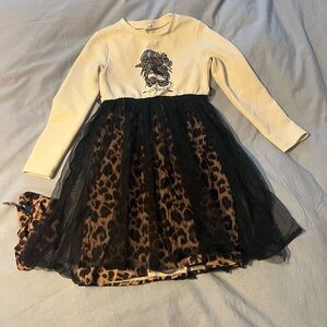 Leopard Print Dress with Black Tulle Skirt